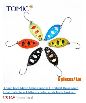 Tomic 6 шт. качественные рыболовные приманки микро Литые металлические ложки яркий перламутровый цвет твердая приманка Спиннер форель зона поток pesca