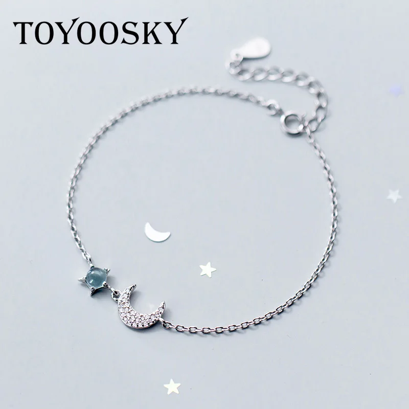 TOYOOSKY женские Украшения серебро 925 пробы изогнутое синее стекло градиент ручная