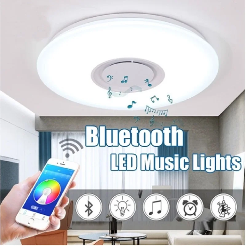 36 Вт светодиодный Bluetooth динамик потолочные светильники 110 В 220 В RGB затемнения приложение дистанционное управление Bluetooth Музыка Свет