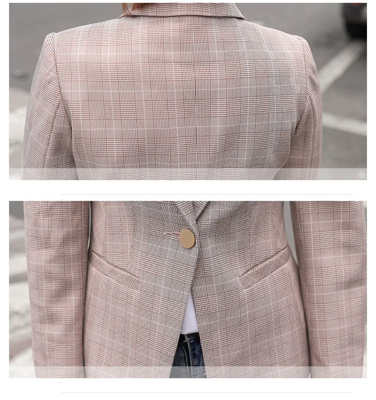 

High quality plaid ladies small suit jacket 2019 spring and autumn new slim casual retro jacket suit