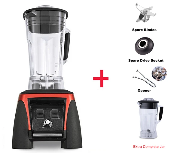 2200W Heavy Duty Commercial Professional ice smoothies bar blender food stand mixer juicer crusher food processor - Цвет: RED PARTS JAR