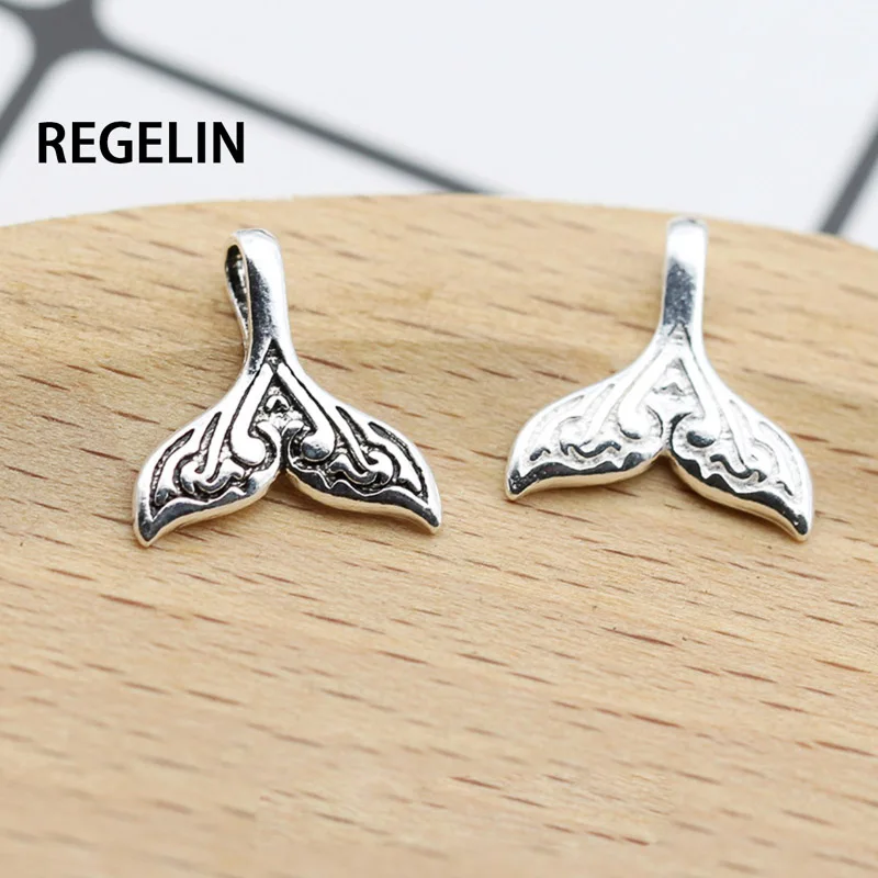 REGELIN 1/шт. 925 серебряный Ретро рыбий хвост подвески ювелирные браслеты и кулоны DIY