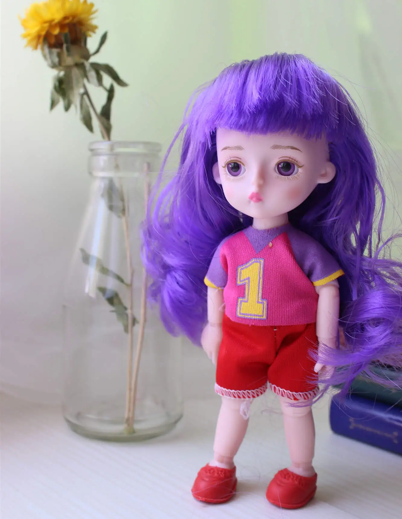 Random-purple 1/12 BJD кукла 15 см золотые волосы девушки куклы 14 суставов тела Обнаженная Bjd кукла случайный один набор одежды одна пара обуви детские игрушки для девочки - Цвет: Random-purple