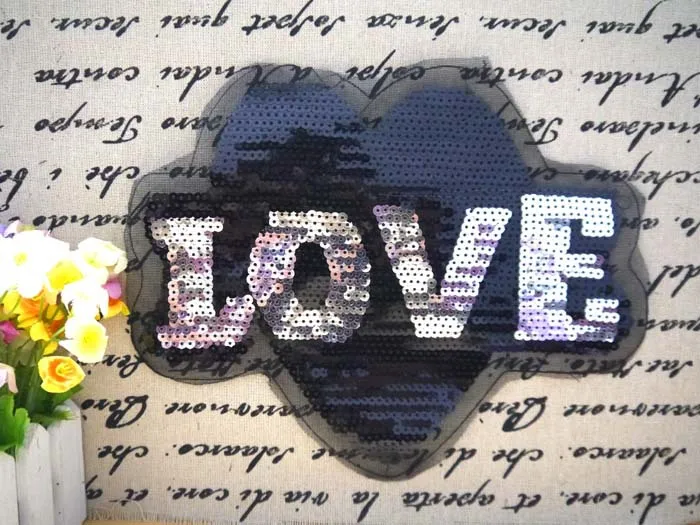 

Нашивки с блестками LOVE parche для одежды, вышитая нашивка, аксессуары для одежды, аппликация, значок