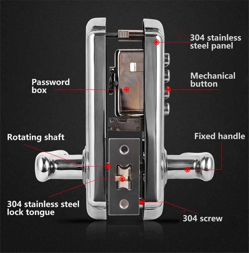 Waterproof Mechanical Digital Door Lock Push Button Keypad Keyless Code Combination Lock Set Intelligent Smart Door Lock