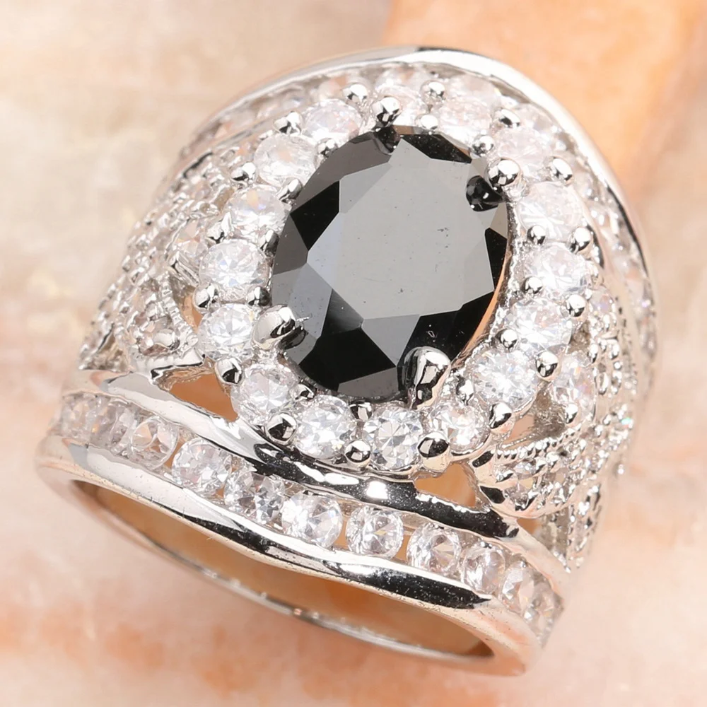 Уникальный мм черный камень 8*12 полудрагоценный Серебряный Прохладный для женщин