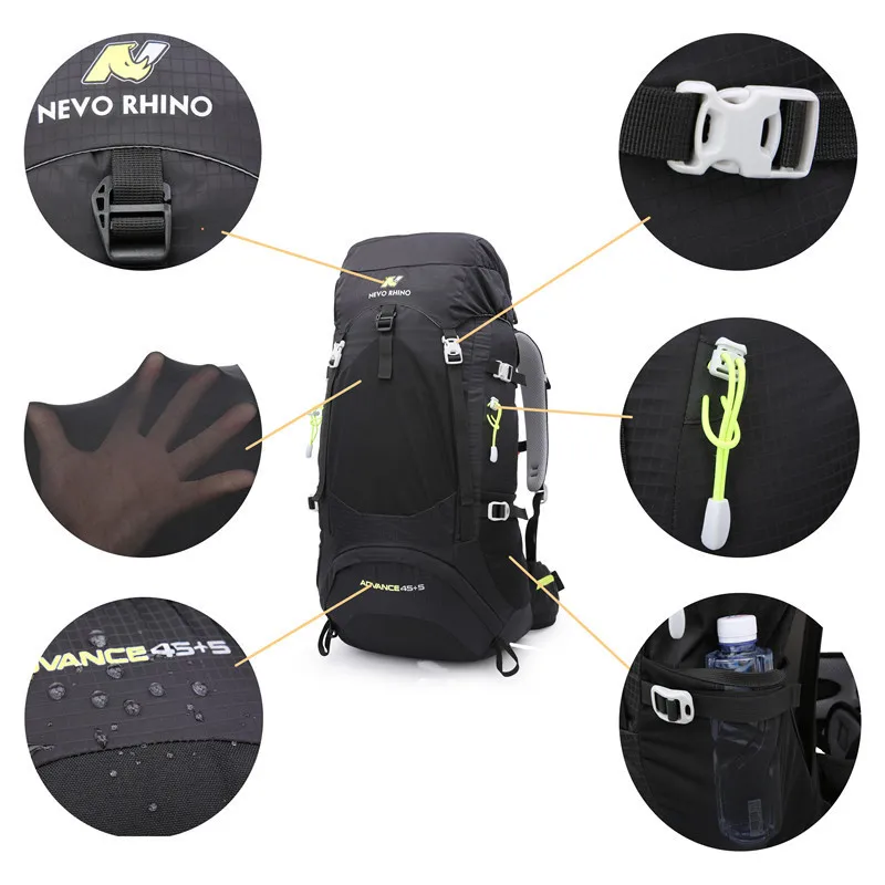 50L NEVO RHINO, водонепроницаемый мужской рюкзак, унисекс, дорожная сумка, походный, для альпинизма, альпинизма, кемпинга, рюкзак для мужчин