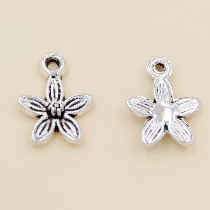 

Wholesale 90pcs Tibetan Silver Flowers Charms Pendants 11x14mm