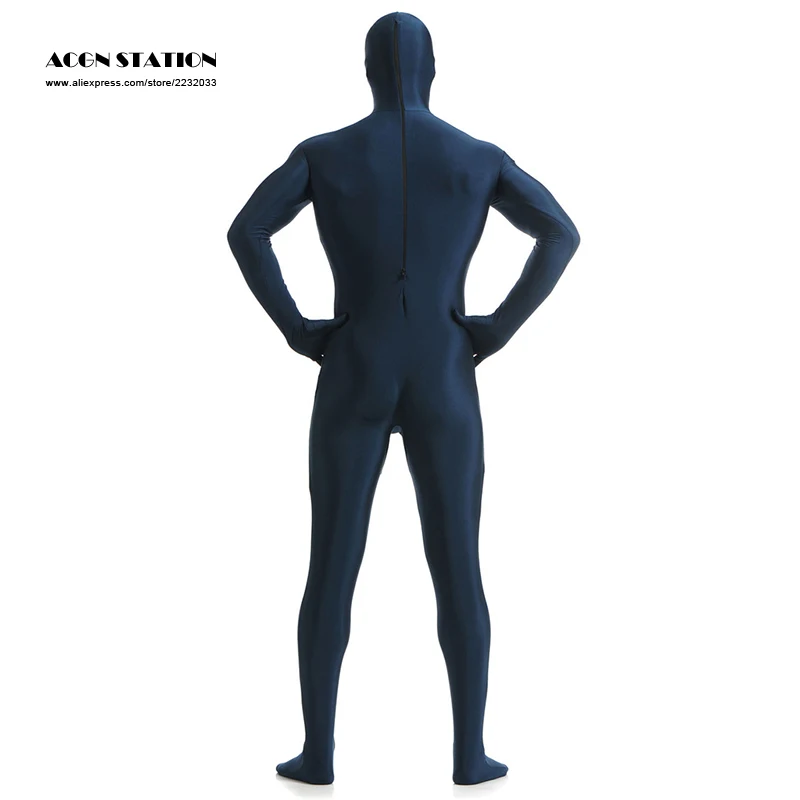 Free shipping Zentai Full Body Skin Suit Catsuit Halloween Costumes customized for open eyes mouth can add crotch zipper | Тематическая