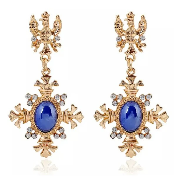 715 European Fashion Inset Rhinestone Gem Temperament Cross Drop Earrings 3 Colors TH-E509 | Украшения и аксессуары