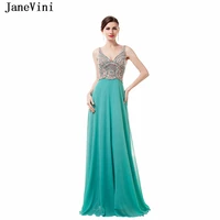janevini long sexy plus size bridesmaid dresses a line deep v neck chiffon sequins beaded floor length women wedding party gowns