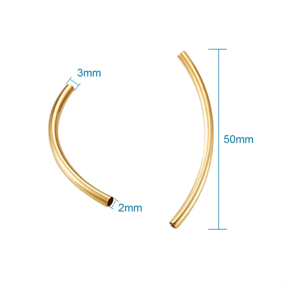 Pandahall 250pcs/Lot Long Curved Brass Noodle Tube Beads Connectors Necklace Bracelet Spacer Charm Bead for DIY Jewelry Findings