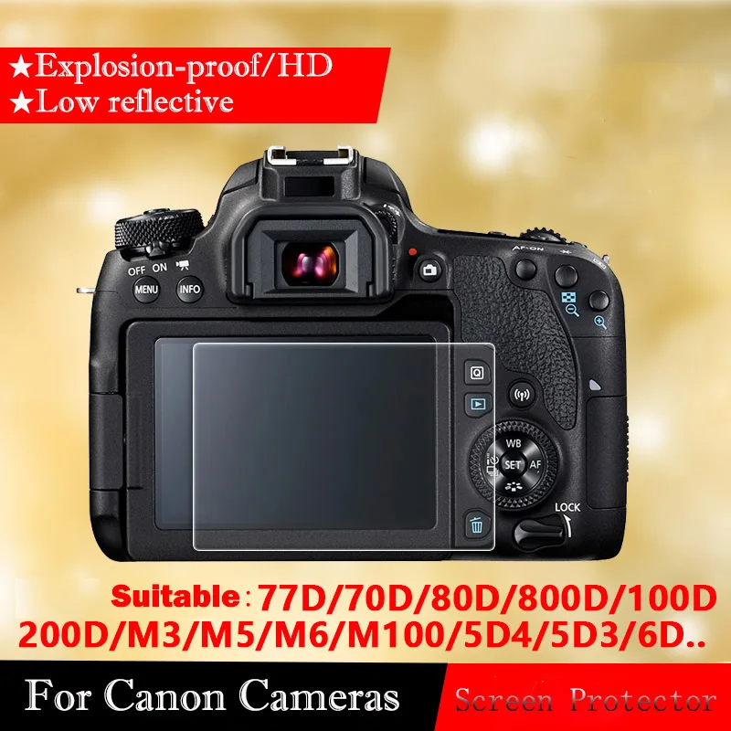 Защитная пленка из закаленного стекла для Canon EOS 77D 70D 5D3/4 6D2 80D 760D M100 200D|screen protector|screen