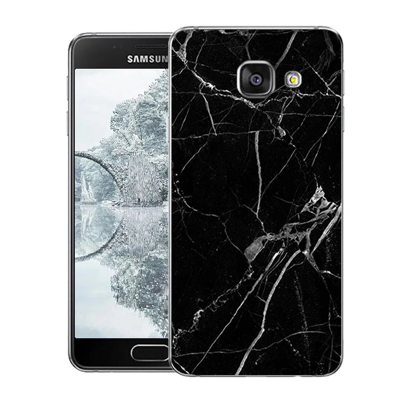 Мягкий силиконовый чехол для Samsung Galaxy A3 2016 Роскошный с мраморным принтом на