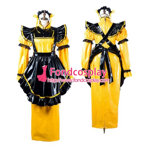 Наряд горничной из ПВХ с замком униформа для косплея индивидуальный костюм [G2199]| |