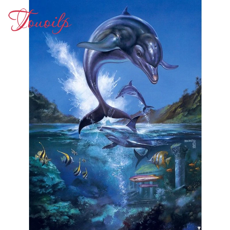

touoilp full Square&round dolphin 5d Diamond Painting 5D diy Diamond Embroidery Handmade Mosaic 5d Diy Cross Stitch Pattern