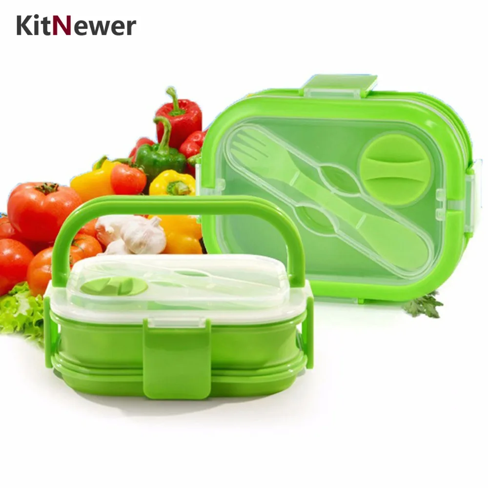Kitновее двухслойная красочная складная коробка для ланча с ручкой Bento Ланч бокс