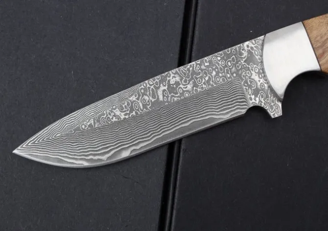 Lange Бесплатная доставка нож из дамасской стали с фиксированным лезвием лисы