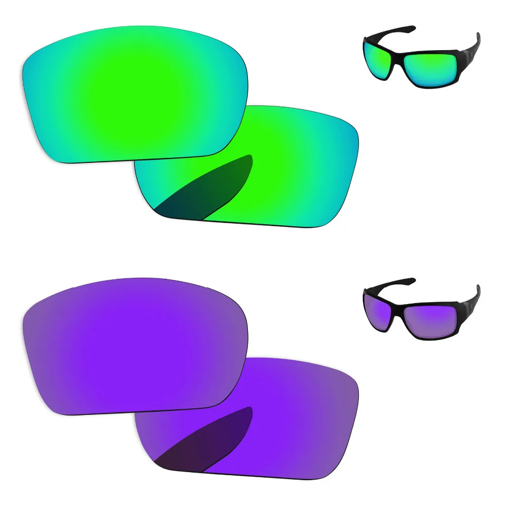 

Плазменный фиолетовый и зеленый 2 пары зеркальные поляризованные Сменные линзы для больших Тако солнцезащитные очки Рамка 100% UVA и UVB Защита
