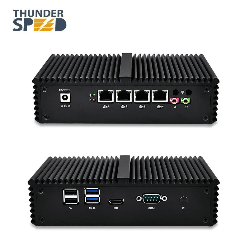 Новое поступление 4 порта LAN Мини ПК i3 i5 i7 1 * COM 2 Wifi антенна Intel 4005U микро компьютер