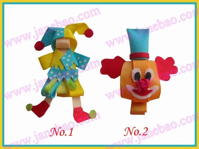 Бесплатная доставка 30 шт. зажимы для бантов девочек клоун краб собака дельфины