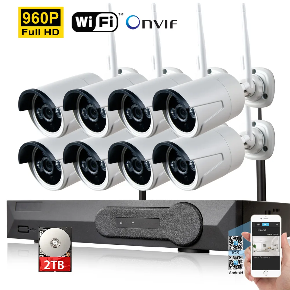 8CH CCTV системы беспроводной 960P NVR 8 шт. 1.3MP ИК Открытый P2P Wifi IP камера видеонаблюдения