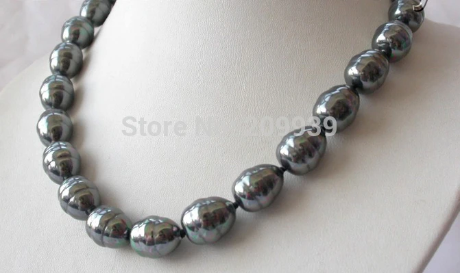 AA 004122 stunning big 16mm baroque black sea shell pearl necklace magnet clasp | Украшения и аксессуары