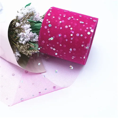 rose Тюль в рулоне 6,5 см, 25 ярд, блестящая юбка-пачка из органзы, кружево для поделок, для вечеринки в честь Дня рождения, свадебные украшения - Цвет: rose