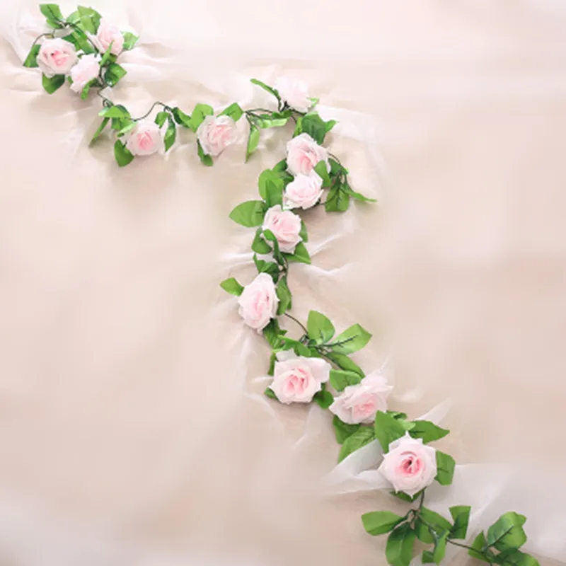 light pink 13 fllowers 2,5 м искусственная Цветочная Гирлянда плюща искусственная Виноградная лоза Листья лозы листья для дома вечерние украшения для домашнего интерьера Свадебный декор - Цвет: light pink