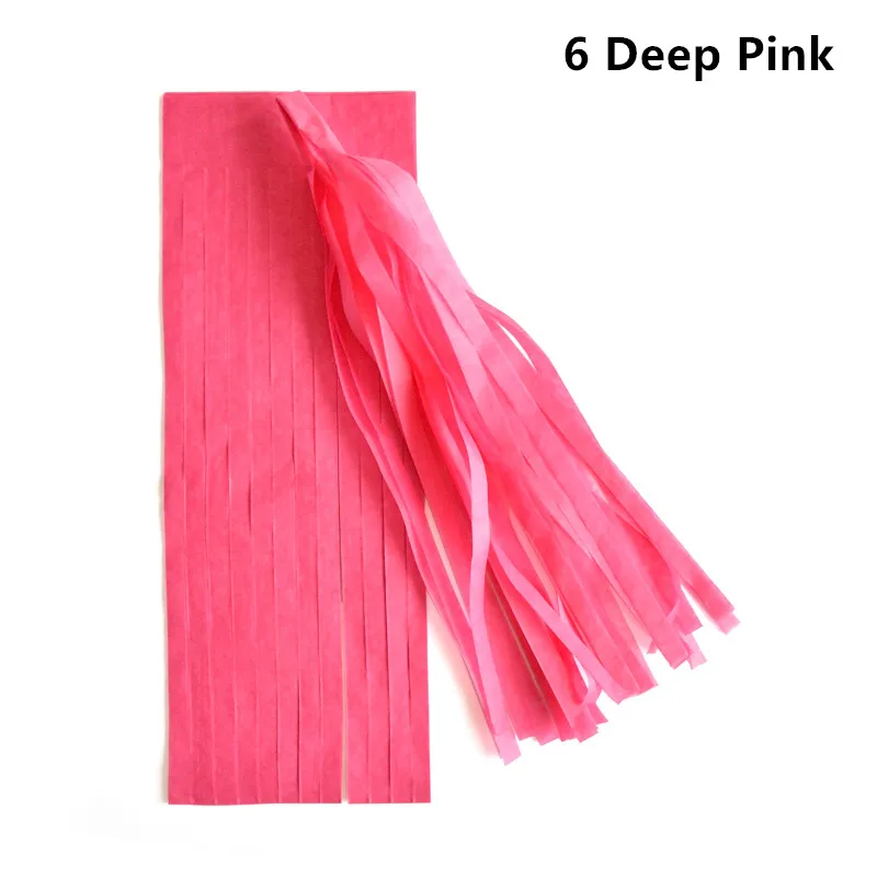 6 deep pink 5 шт. 14 дюймов гирлянда из папиросной бумаги с кистями для свадебного украшения Diy Висячие на день рождения Вечеринка Детский душ вечерние принадлежности 35 см - Цвет: 6 deep pink
