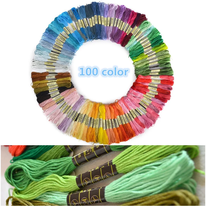 100 шт. смешанные цвета вышивка крестиком хлопок Швейные шпажки нить Набор DIY