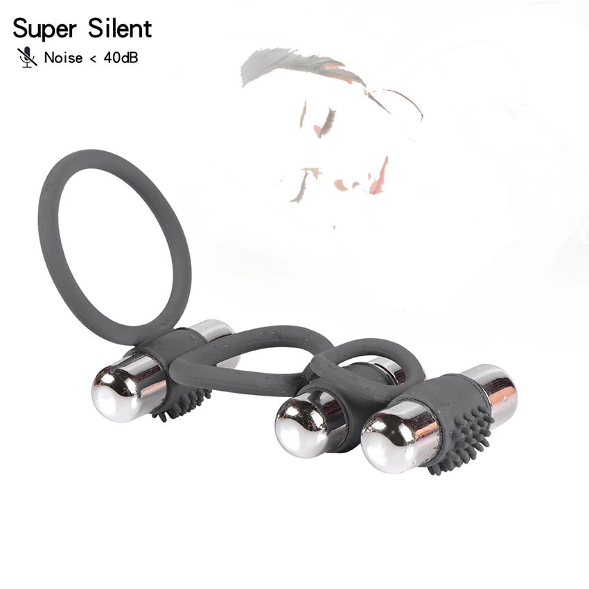 Эластичное тройное кольцо MLSice вибрирующее на пенис с задержкой времени мужское