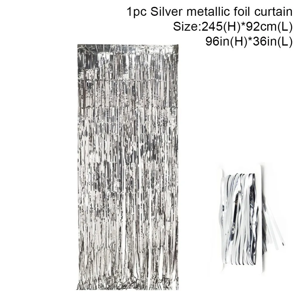 Silver SUNBEAUTY детский день рождения фон для фото на вечеринке Свадебный душ Свадебные украшения Бирюзовая металлическая бахрома из фольги мишура шторы - Цвет: Silver