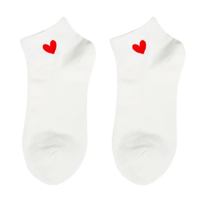 Для женщин Невидимые носки летом белый черный сердце щиколотку Low Cut хлопковые