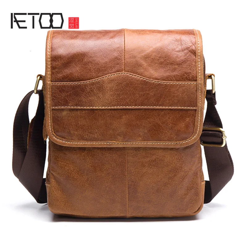 Фото AETOO Новая мужская сумка через плечо хит продаж Ретро кожаная мессенджер для