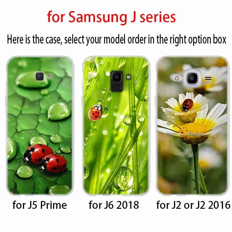 Четырехлистный клевер Божья коровка Дейзи чехол TPU для Samsung Galaxy J6 J8 J3 J5 J7 J4 J2 J1 Plus 2018