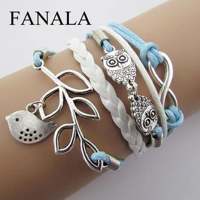 Vintage Fashion Style Animal Plants Figure 8 Pendant Braided Bracelet Jewelry | Украшения и аксессуары
