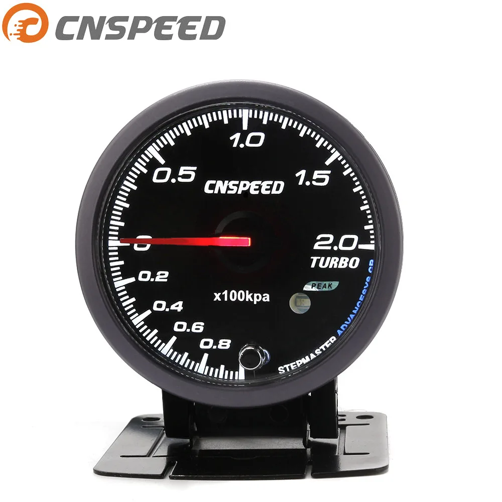 CNSPEED 60 мм Автомобильный турбо Boost Калибр бар с датчиком белый и янтарный освещение черное лицо турбо Boost метр/Автомобильный измеритель YC101347