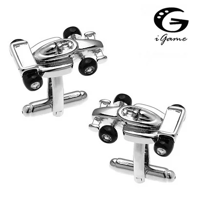 

iGame Men Gift Racing Cufflinks Wholesale&retail Silver Color Copper Material Novelty Racing Car Design