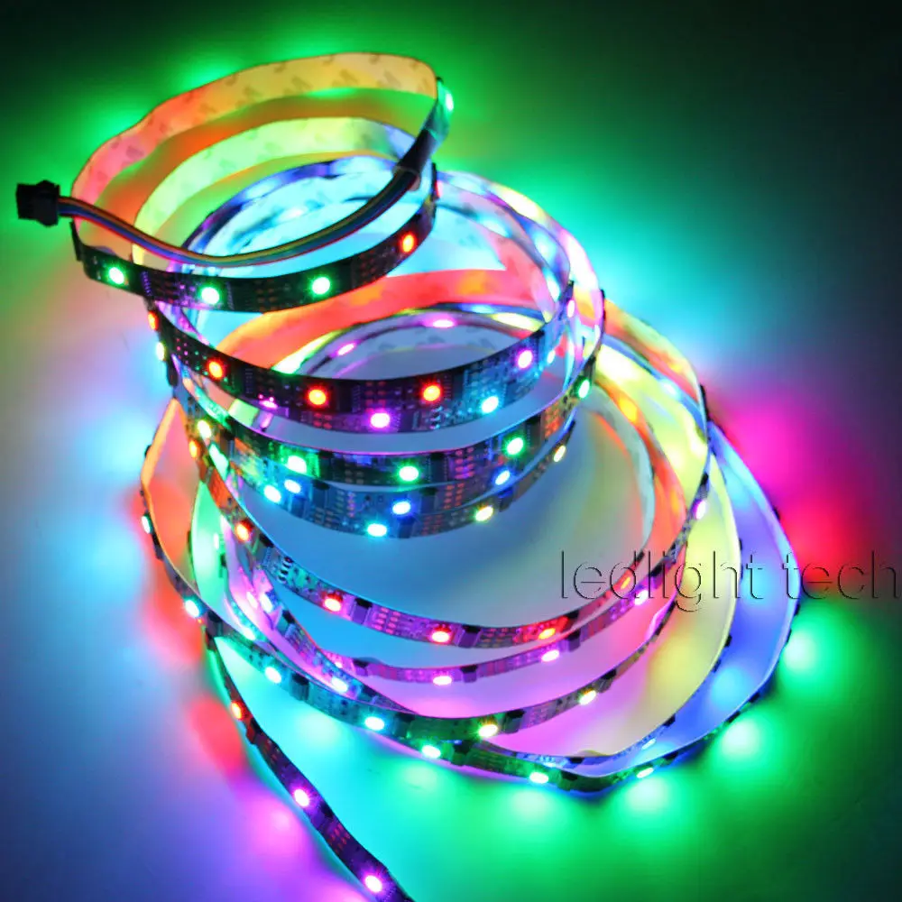 5 м RGB 5050 SMD черная печатная плата WS2801 Волшебная цветная светодиодная лента