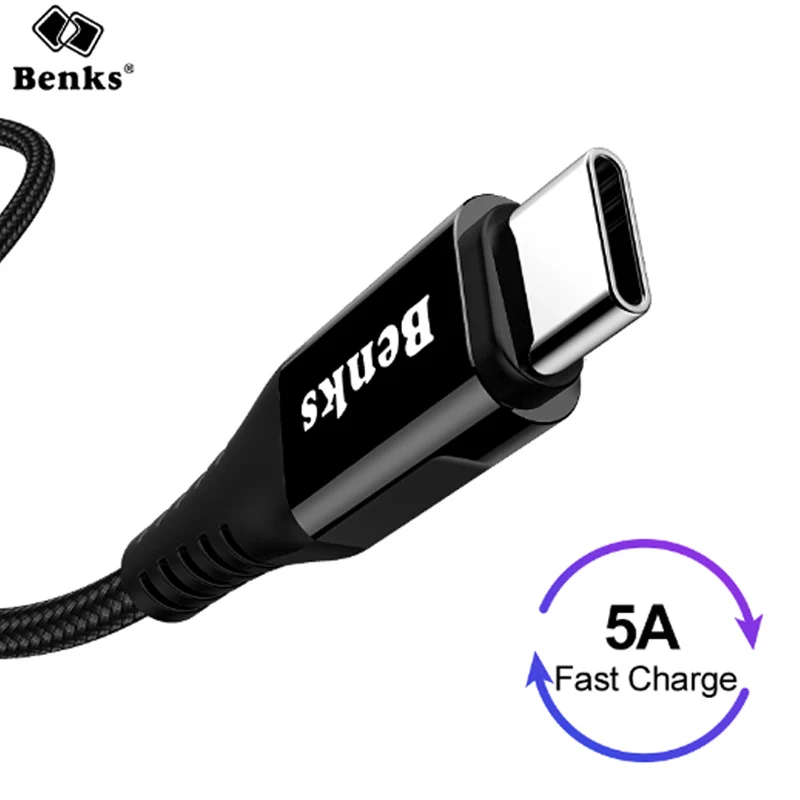 Benks Прочный USB Тип C зарядный кабель для передачи данных samsung S8 S9 huawei P10 P9 плюс