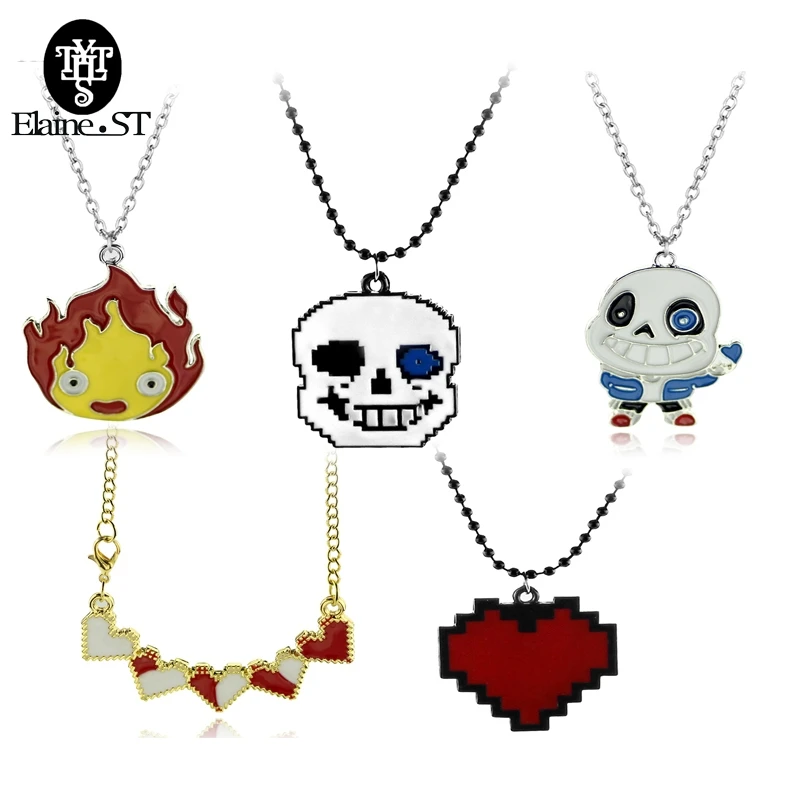 Wholesale 20 PCS Undertale Red Enamel Heart Necklace Pendant Cosplay Costume Jewelry for Women Men Party Jewelry Accessories
