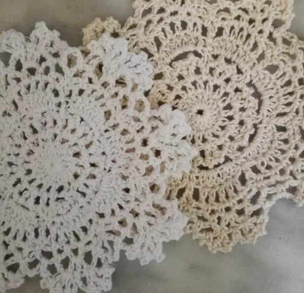 Vintage cotton placemat cup coaster mug kitchen Christmas dining table place mat cloth lace Crochet tea coffee doily drink pad | Дом и сад