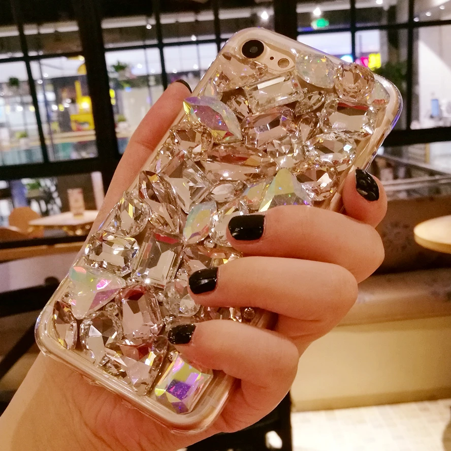 Beads Bling Stone Cases For iPhone X XS XR Max Hole Soft TPU Case Cover 7 8 6 6s Plus Glitter Back Skin for Samsung |