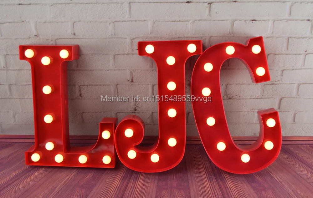 Буквенный светодиодный знак Marquee винтажный алфавит пластиковый неоновый свет