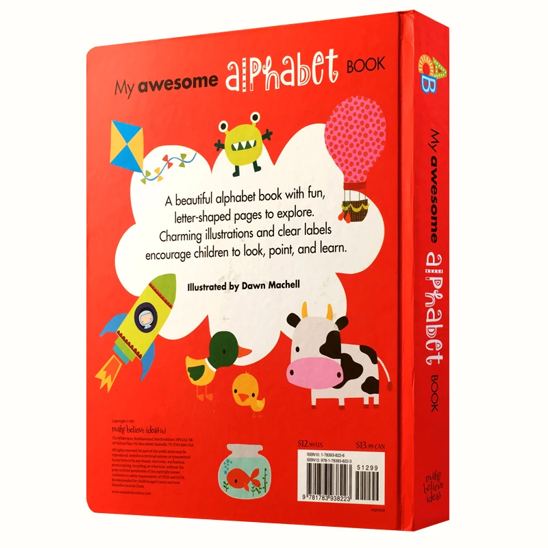 My Awesome алфавитная книга ABC оригинальные английские настольные книги для детей, Обучающие книги с буквой В Форме 56 страниц