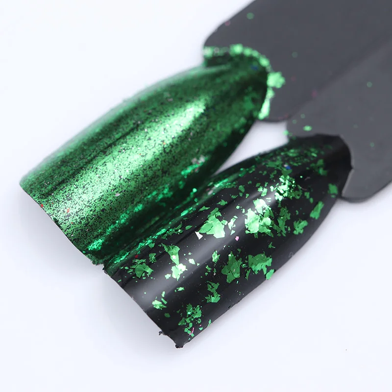 Green Flakes Золотой Серебряный ноготь полоса проволока зеркало металлическая линия нерегулярные блесток Блеск Flakies УФ гель 3D украшения ногтей - Цвет: Green Flakes