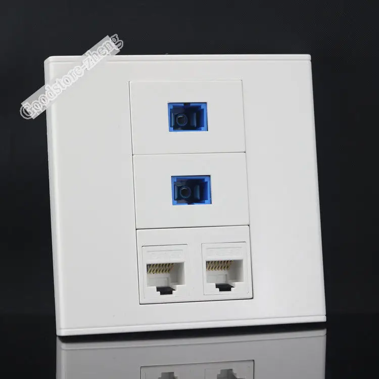 Настенная пластина 4 порта розетка 2 CAT5E сеть LAN и SC Оптическое волокно панель