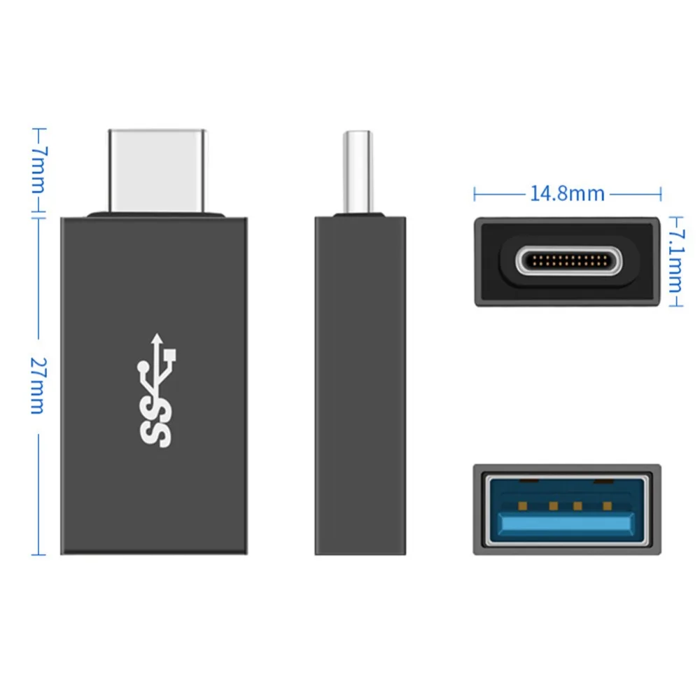 Алюминиевый адаптер USB 3 1 Type C Male to 0 A Female OTG для быстрой зарядки и синхронизации