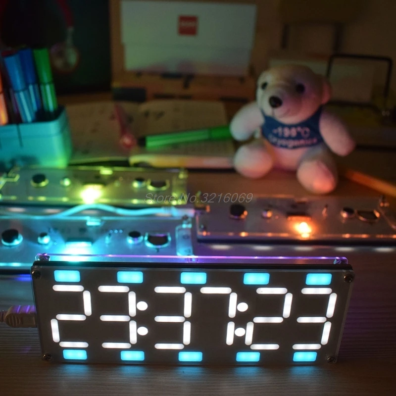 DIY большой экран 6 цифр Двухцветные светодиодные часы комплект сенсорное